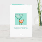 フシンプルラワーズティール(緑がかった色)オレンジ2誕生日カード カード (裏面)