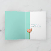 フシンプルラワーズティール(緑がかった色)オレンジ2誕生日カード カード (内部)