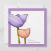 フシンプルラワーズパープルオレンジブライダルシャワースクエア 招待状 (裏面)