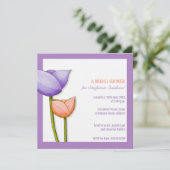 フシンプルラワーズパープルオレンジブライダルシャワースクエア 招待状 (スタンド正面)