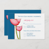 フシンプルラワーズブルー2結婚式RSVPカード 出欠カード (正面/裏面)