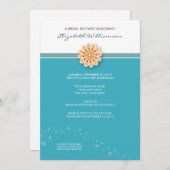 フシンプルラワーブライダルシャワーの招待(アクア) 招待状 (正面/裏面)