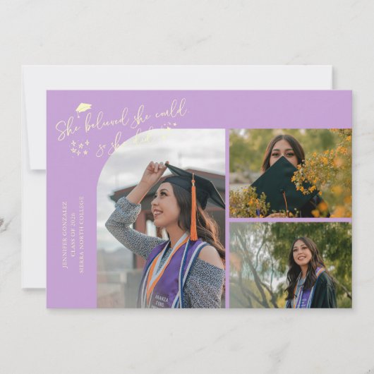 フジの花の卒業式 - 彼女は信じて努力した 多写真 案内状 (正面)