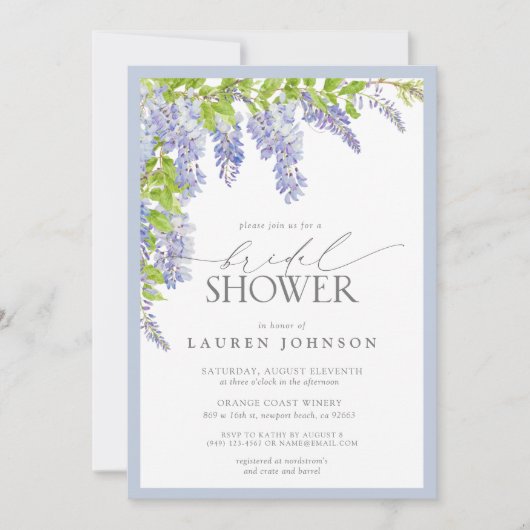 フジエレガントテリア水彩フローラブライダルシャワー 招待状 (正面)