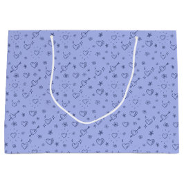フジツボの花とハート パターン（の模様が）ある ラージペーパーバッグ