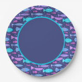 フジツボの魚の継ぎ目のない平らな模様 ペーパープレート (正面)