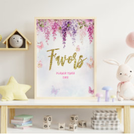 フジテリアグリッターバタフライ誕生日の好意 ポスター