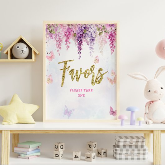 フジテリアグリッターバタフライ誕生日の好意 ポスター