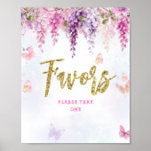 フジテリアグリッターバタフライ誕生日の好意 ポスター (正面)