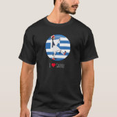 フスタネラとギリシャ国旗を持つTsolias (Evzone) Tシャツ (正面)