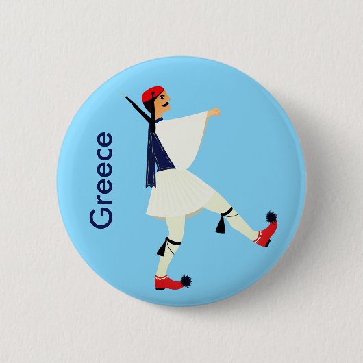 フスタネラ・ギリシャのお土産とトソリス(エブゾーン) 缶バッジ (正面)