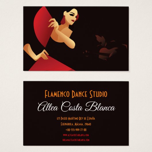 フスペインのァンとフラメンコのダンサー。黒と赤 (正面&裏面)