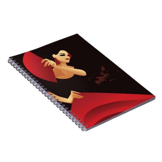 フスペインのァンとフラメンコのダンサー。黒と赤 ノートブック (右側)
