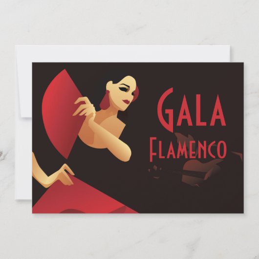 フスペインのァンとフラメンコのダンサー。黒と赤 招待状 (正面)