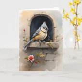 フタオビドリの休息 窓辺の花たち 白 カード (黄色い花)