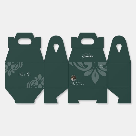 フタログリーンお洒落ダマミニマルスク写真結婚の写真 フェイバーボックス (見開き)