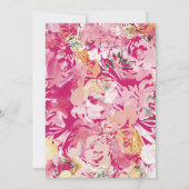 フチアピンク&赤面ウォーターカラーフラワーアーチ結婚ズ 招待状 (裏面)