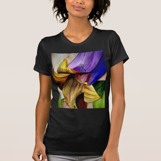 フチリリヤの花のオリジナルアート・水彩画 Tシャツ (正面)