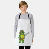 フックされた手と目のパッチで海賊として亀 エプロン (着用した状態)