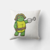 フックされた手と目のパッチで海賊として亀 クッション (裏面)