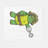 フックされた手と目のパッチで海賊として亀 フリースブランケット (正面(横))