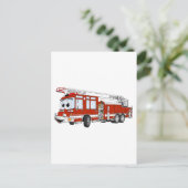 フックとはしご消防車の漫画 ポストカード (スタンド正面)