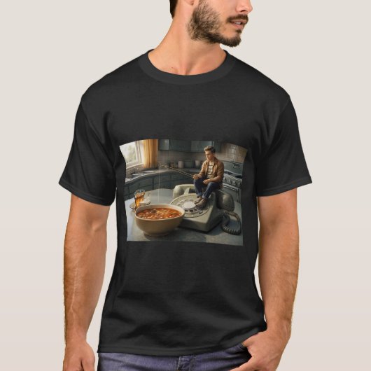 フックに引っ掛かった魚のイラスト Tシャツ (正面)