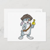 フックの手と海賊帽をかぶった海賊ウサギ ポストカード (正面/裏面)