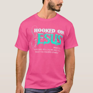 フックオンイエスおもしろい魚釣り Tシャツ