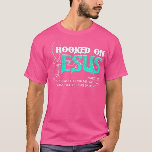 フックオンイエスおもしろい魚釣り Tシャツ (正面)