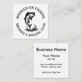 フックオン魚釣りパーソナライズされたアングラー スクエア名刺 (正面/裏面)