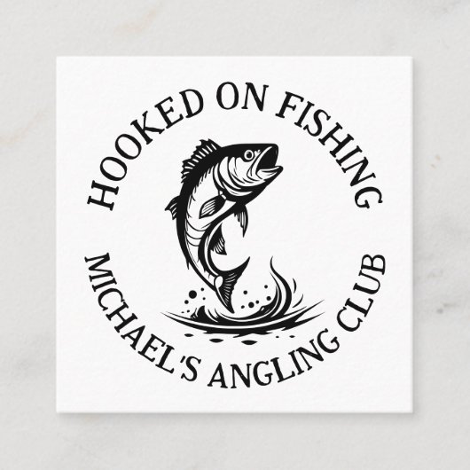 フックオン魚釣りパーソナライズされたアングラー スクエア名刺 (正面)