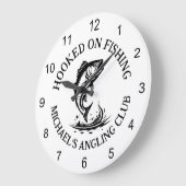 フックオン魚釣りパーソナライズされたアングラー ラージ壁時計 (傾斜)