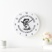 フックオン魚釣りパーソナライズされたアングラー ラージ壁時計 (ホーム)