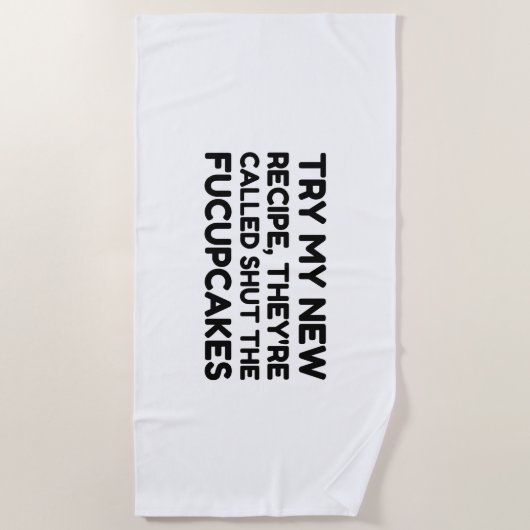 フックケーキの引用文を閉おもしろいじる ビーチタオル (正面)