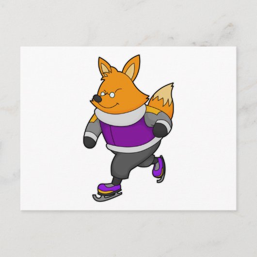 フックスケート場でアイススケートと眼鏡 ポストカード (正面)