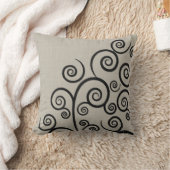 フックス刺繍の渦巻き旋回リネン クッション (ブランケット)