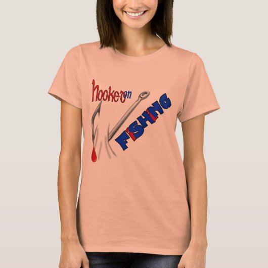 フック付き魚釣りおもしろい魚釣りシャツ Tシャツ (正面)