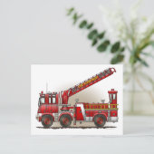 フック及びはしご消防車はがき ポストカード (スタンド正面)