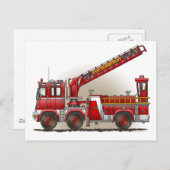 フック及びはしご消防車はがき ポストカード (正面/裏面)