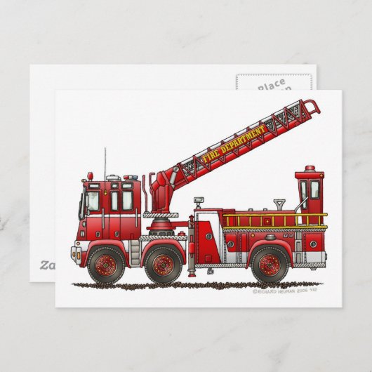 フック及びはしご消防車 ポストカード (正面/裏面)