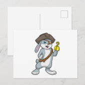 フック手と海賊帽のウサギ海賊 ポストカード (正面/裏面)