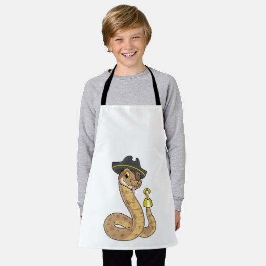 フック・ハンド&アイ・パッチを使用した海賊としてのヘビ エプロン (着用した状態)