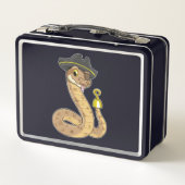 フック・ハンド&アイ・パッチを使用した海賊としてのヘビ メタルランチボックス (裏面)