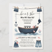 フック・ベイト・ファン・ウッド・フィッシュ・フィッシング・ジェンダー・リビール 招待状 (正面)