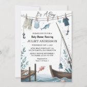 フック・ベイト・ファン・ウッド・リトル・フィッシャーマン・ベイビー・シャワー 招待状 (正面)