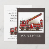 フック&ラダー消防車 招待状 (正面/裏面)
