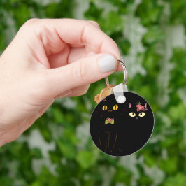 フッシーな黒猫の黄色い目 キーホルダー