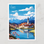 フッセンドイツヴィンテージ旅行イラストレーション ポストカード (正面)