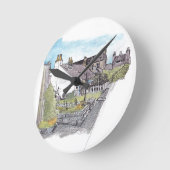 フットディーアバディーン魚釣りビレッジウォータカラー ラウンド壁時計 (傾斜)